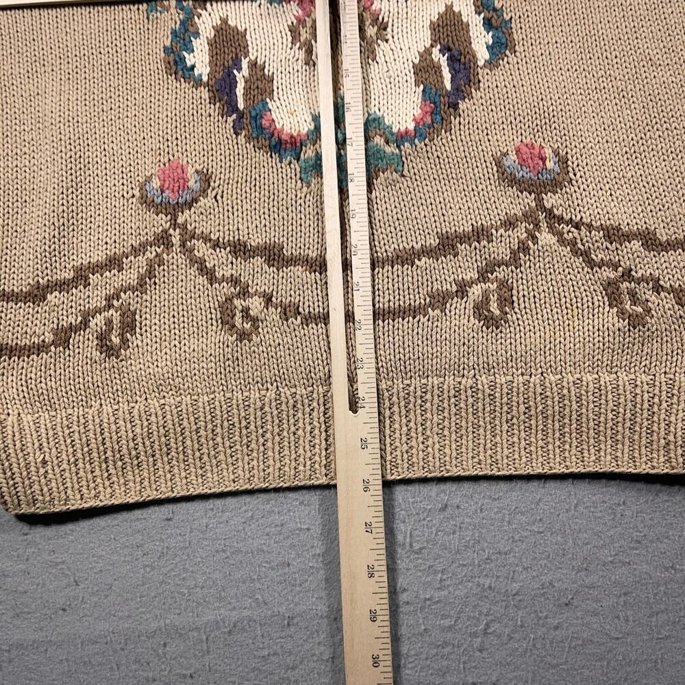 VTG Ann Taylor Sweater Women M Beige Floral Tapestry Knit Grannycore Cottagecore - Picture 7 of 9